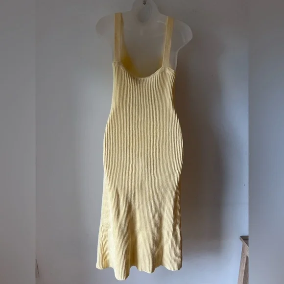 Lulus Yellow Ribbed Knit Midi Sweater Dress XS NWT - Picture 4 of 6